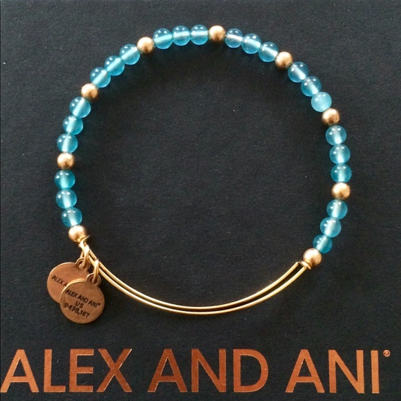 Alex and Ani Jewelry - Alex & Ani Bracelet: Gold & Light Blue Clear Beads